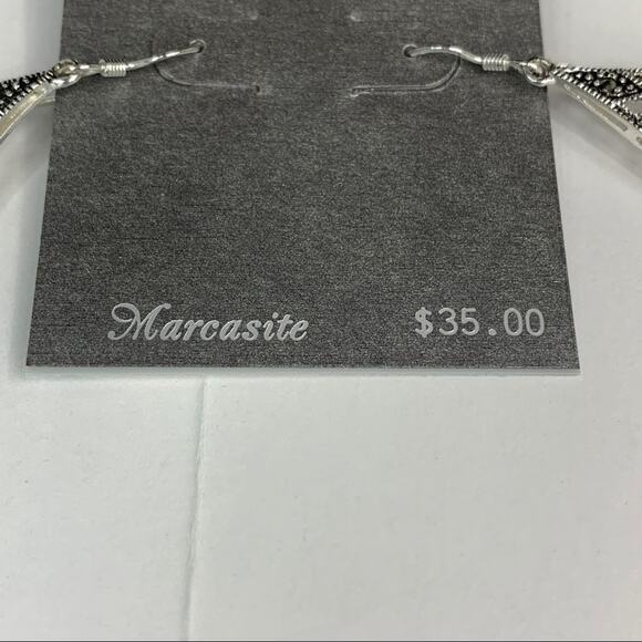 Marcasite and Blue Stone Earrings - Picture 3 of 4